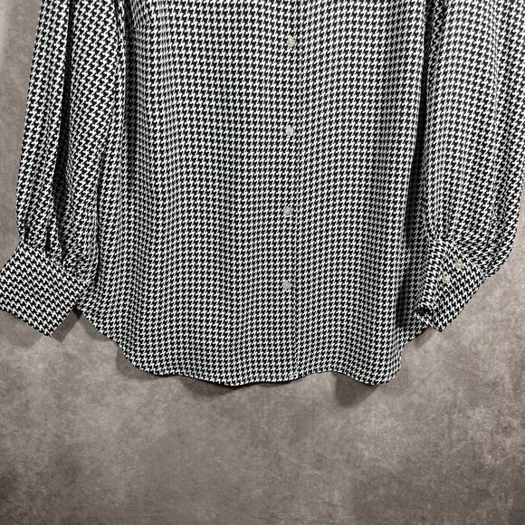 Chaps Shirt Womens Size 1X Black White Houndstooth Button Up Long Sleeves Casual - Picture 3 of 8